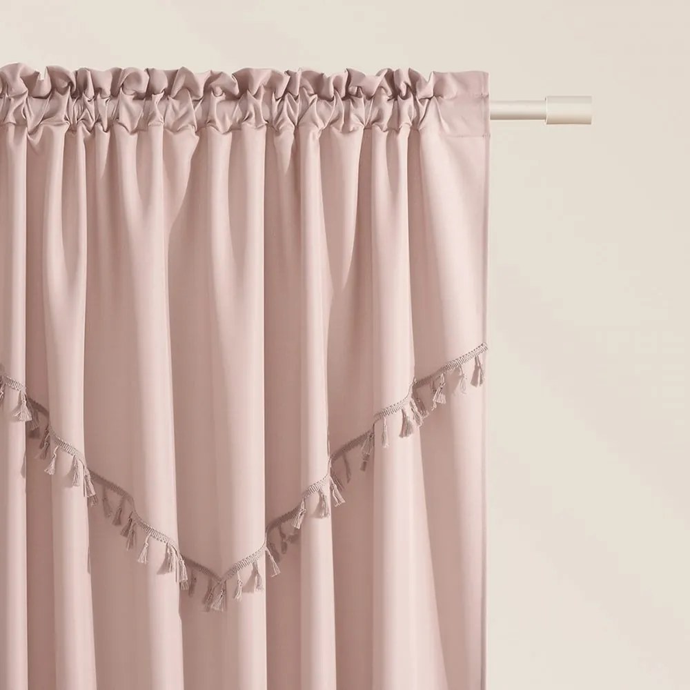 Tenda rosa ASTORIA con nappe su nastro adesivo 140 x 250 cm