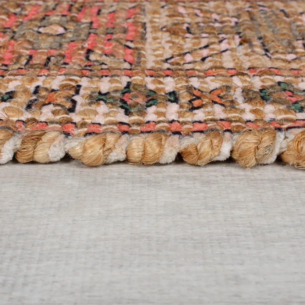 Tappeto rosa e color terracotta in misto iuta tessuto a mano 80x150 cm Lana Jute – Flair Rugs