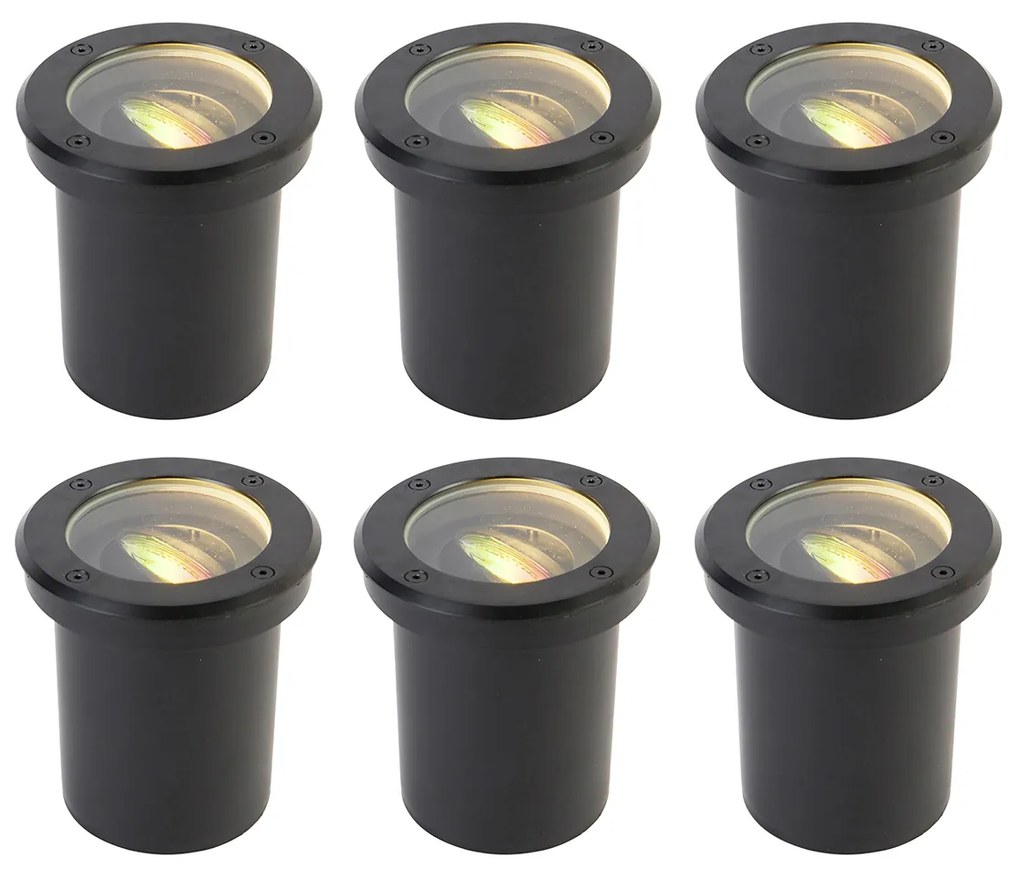 Set di 6 faretti da giardino intelligenti neri orientabili IP65 con LED - Delux