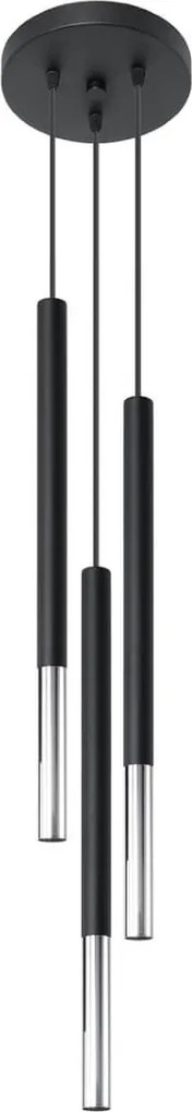 Lampada a Sospensione in Acciaio MOZAICA 3P Nero 3xG9