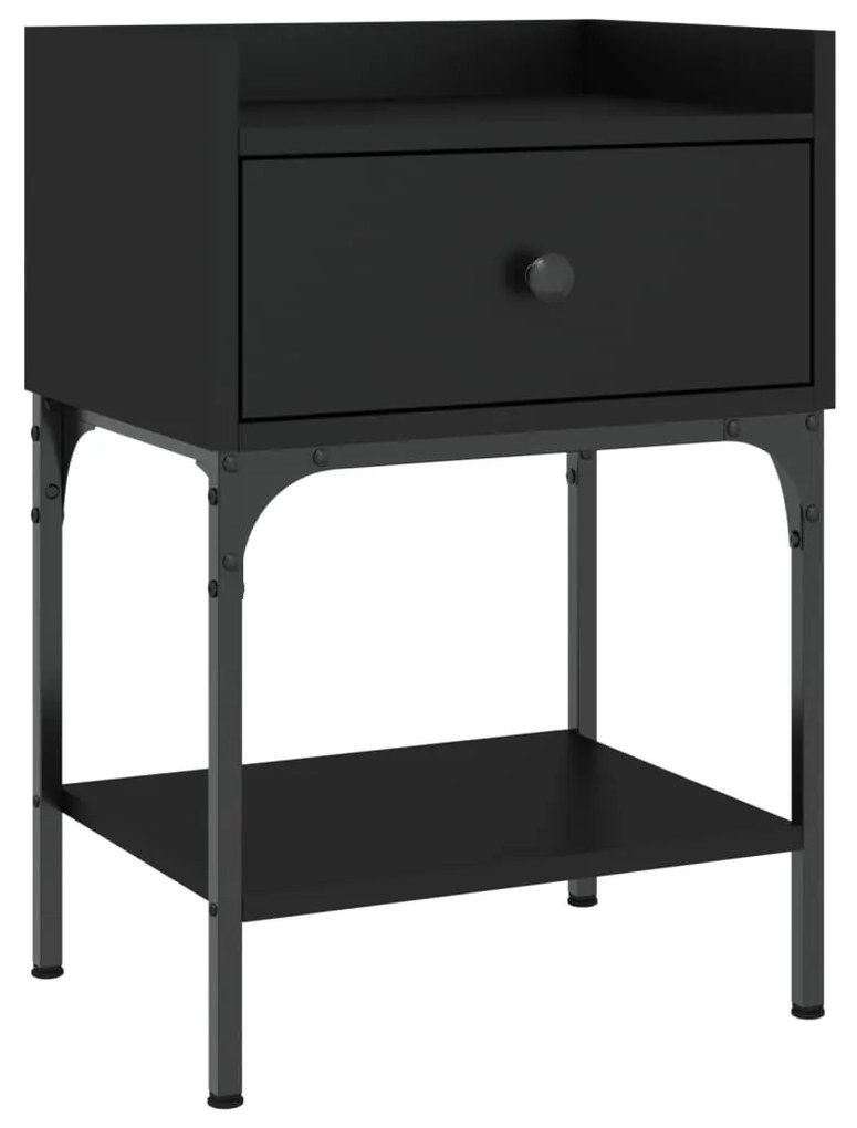 Comodino nero 40,5x31x60 cm in legno multistrato