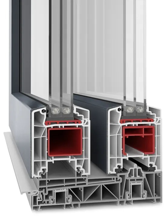 Porta alzante scorrevole, pvc-alluminio, aluplast Aluskin® Premium, Bianco, 2135 x 2010 mm, 2 ante, alzante scorrevole a sinistra, configurazione individuale