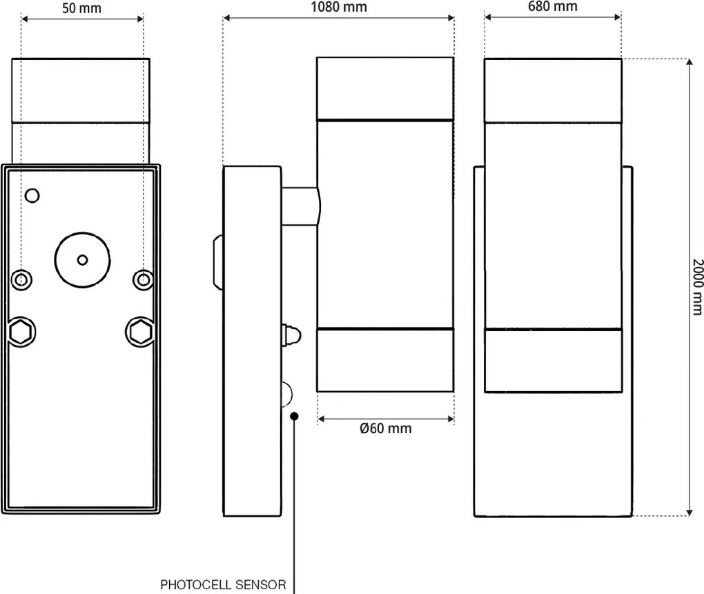 Applique Bidirezione GU10 con Sensore Crepuscolare IP65 - Nera