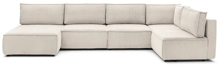 Divano a U angolare in velluto a coste variabile crema Nihad modular - Bobochic Paris