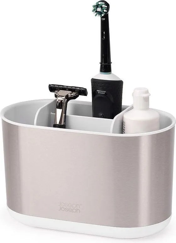 Portaspazzolino verticale argentato in acciaio inox Duo Steel – Joseph Joseph