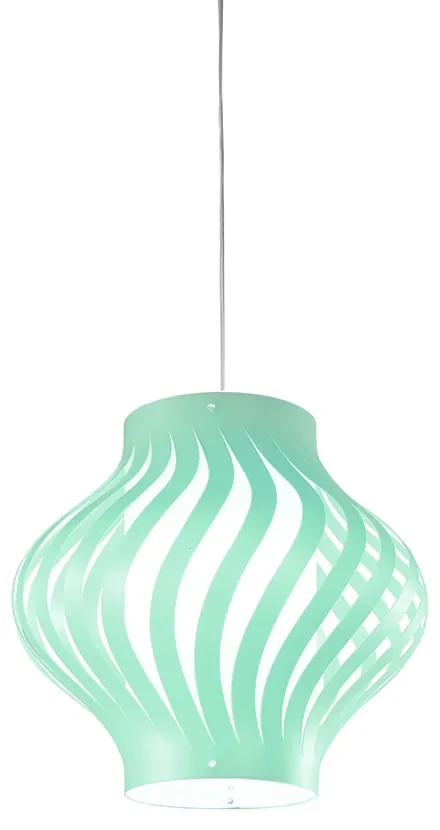 Sospensione Moderna 1 Luce Helios In Polilux Verde H39 Made In Italy