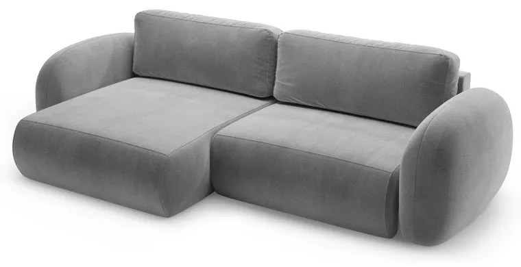 Divano angolare grigio scuro allungabile/con contenitore con rivestimento in velluto Tonale – Cosmopolitan Design