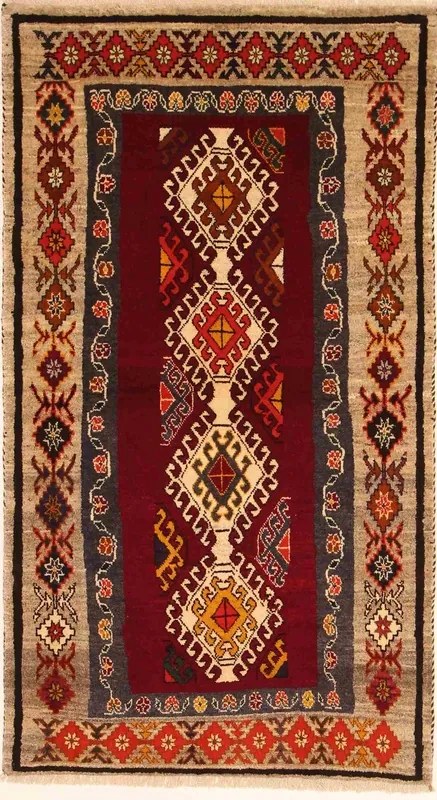 Gabbeh Tappeto 100x180 Rosso (Iran) Annodato A Mano