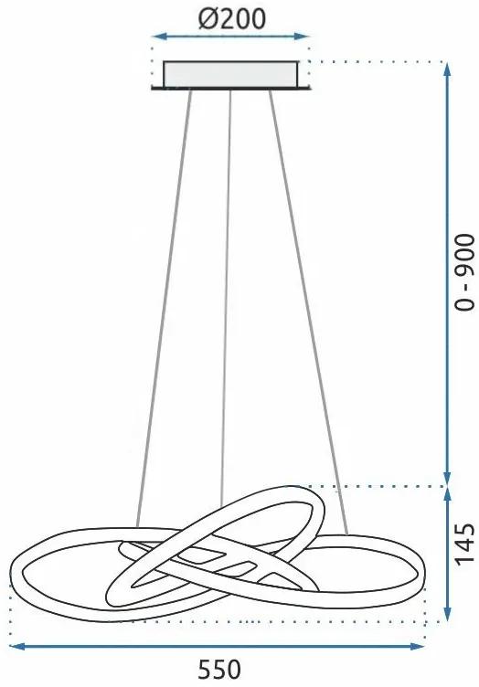Lampada Da Soffitto Pensile Ring Moderno LED+Telecomando APP393-CP Cromo