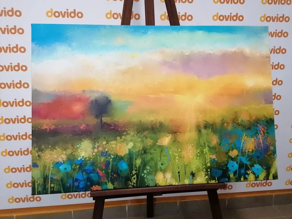 Quadro su tela – Pittura a olio di fiori di campo
