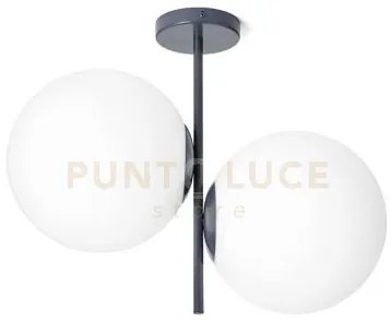 Jugen lampadario soffitto 2 luci vetro bianco montatura ottanio att...