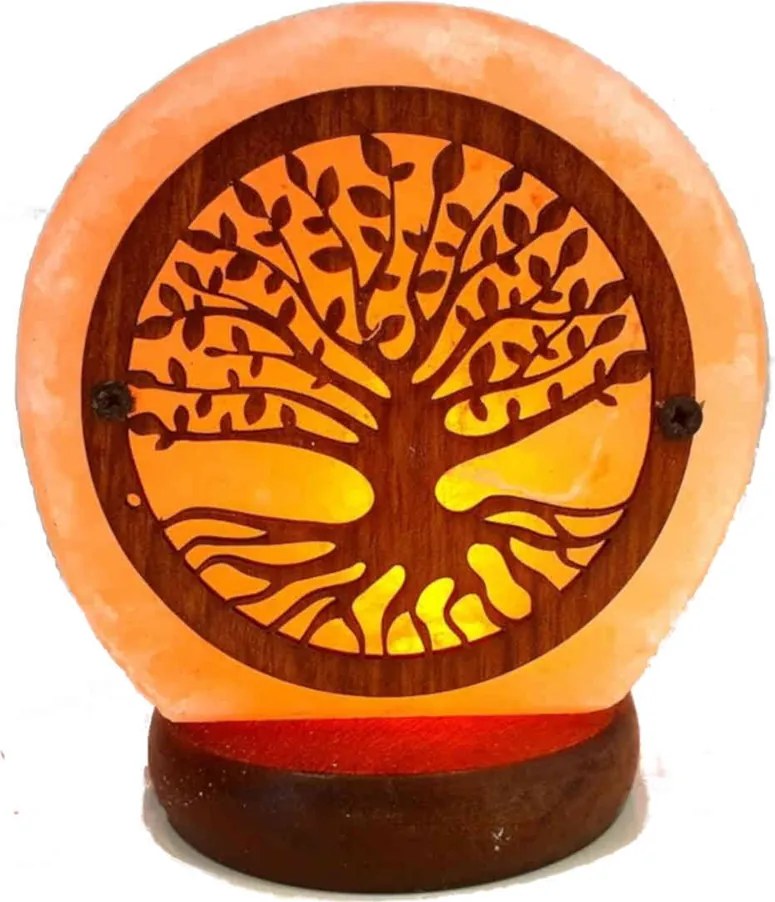 Lampada di Sale Himalayano USB Rosa naturale a forma di Albero della Vita 900gr