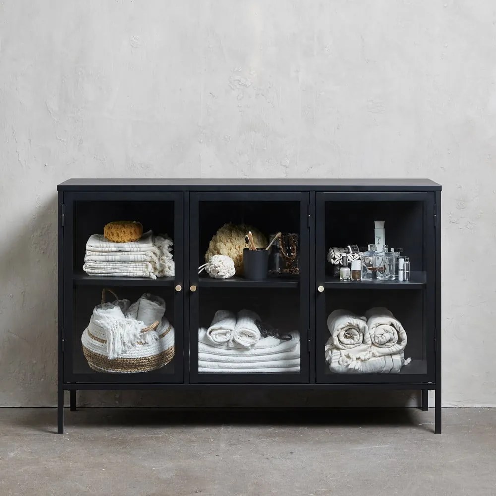 Vetrina in metallo nero 132x85 cm Carmel - Unique Furniture