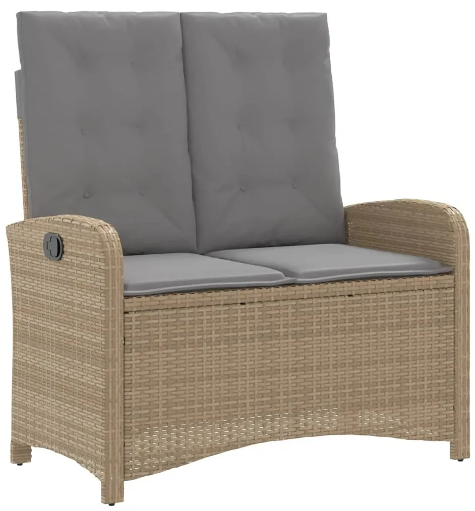 Set da pranzo da giardino 2 pz con cuscini beige in polyrattan