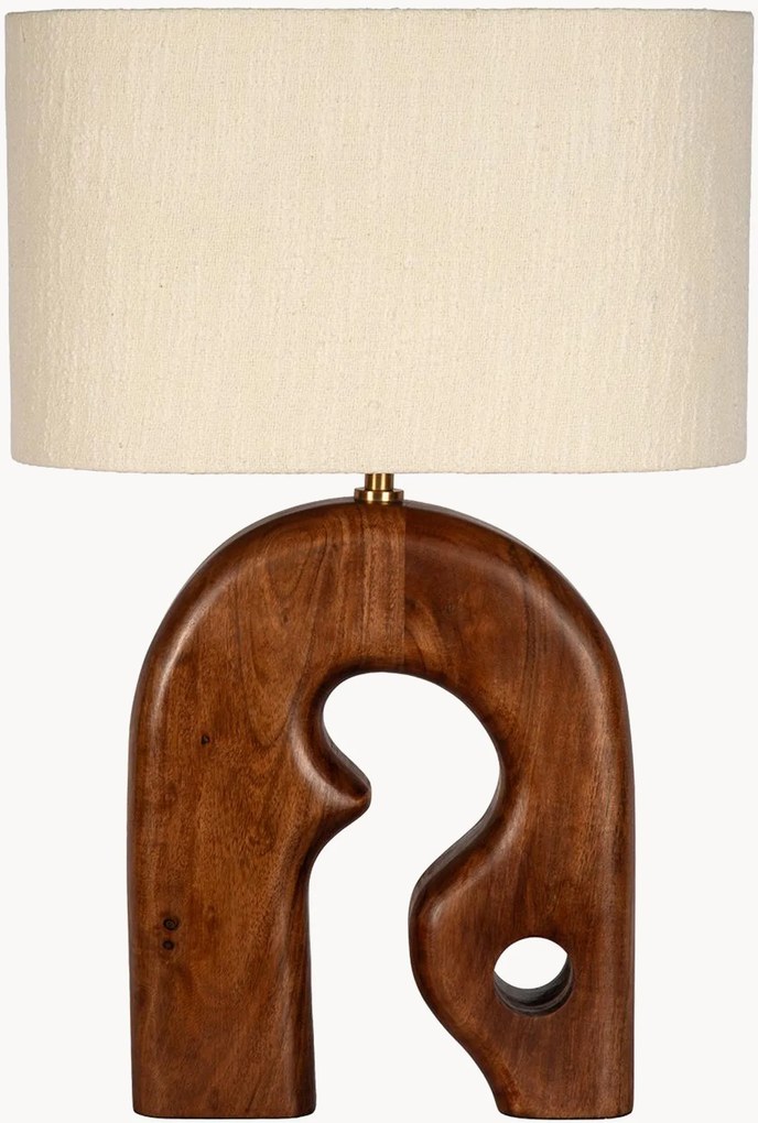 Lampada da tavolo in legno di acacia con paralume in lino Leclerc