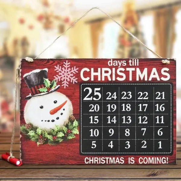 Trade Shop - Calendario Avvento Lavagna Con Gessetto In Legno 3 Modelli Decorazioni Natalizie