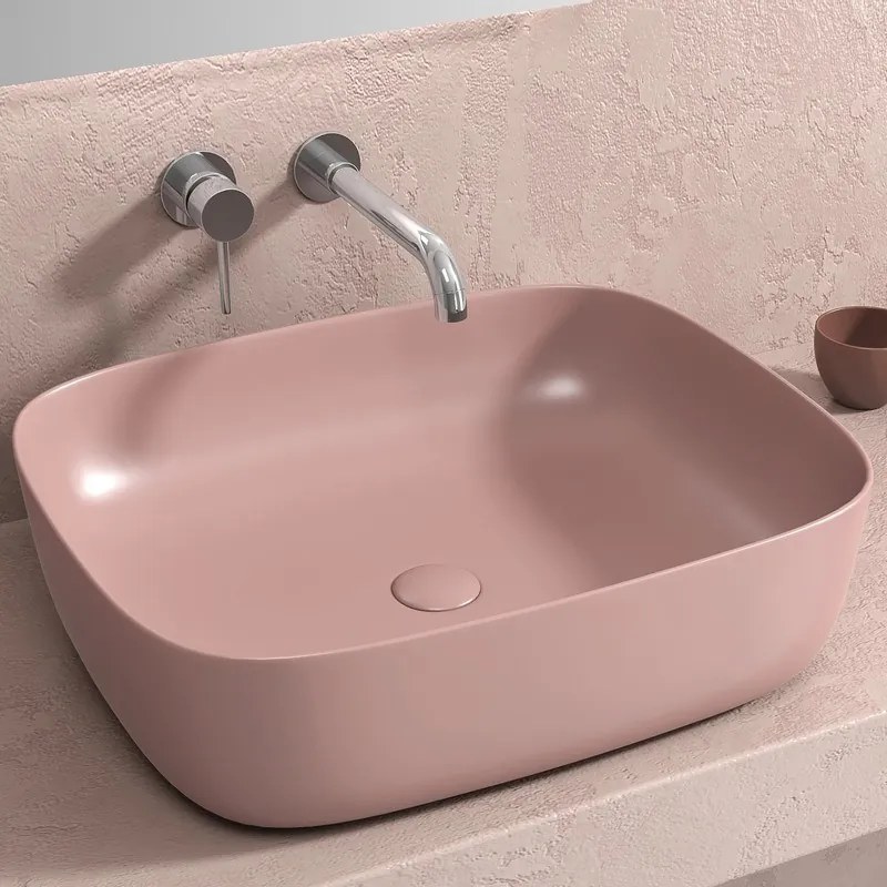 Kamalu - lavabo da appoggio colore rosa opaco | klt-490r