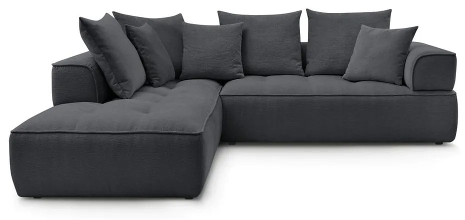 Divano angolare grigio scuro (penisola a sinistra/a L) con rivestimento in ciniglia Whesley – Bobochic Paris
