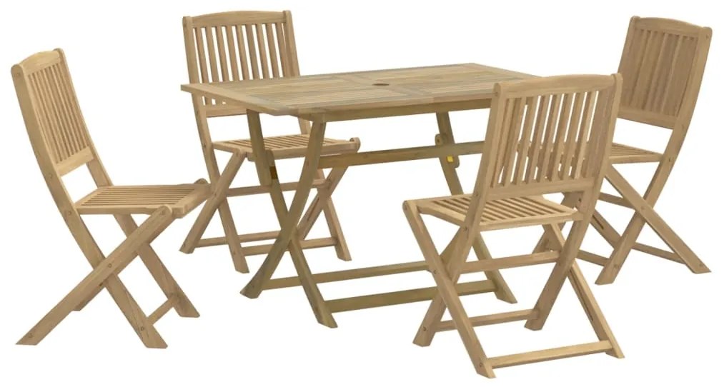 Set da pranzo per giardino 5 pz in legno massello di acacia