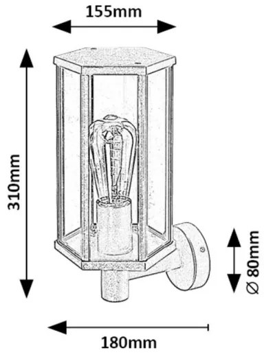 Rabalux 7239 - Lampada da parete esterna DUBROVNIK 1xE27/40W/230V IP44