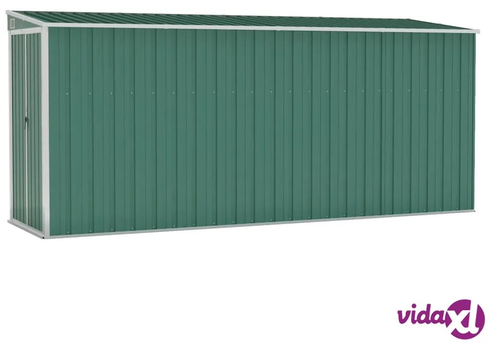 vidaXL Capanno Giardino a Parete Verde 118x382x178 cm Acciaio Zincato