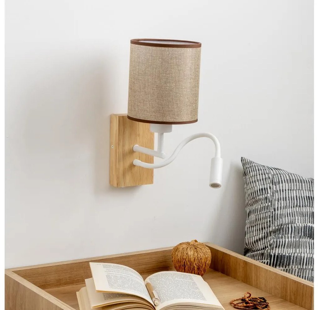 Brilagi - Applique a LED NUBILA WOOD 1xE27/25W/230V + LED/3W quercia/marrone