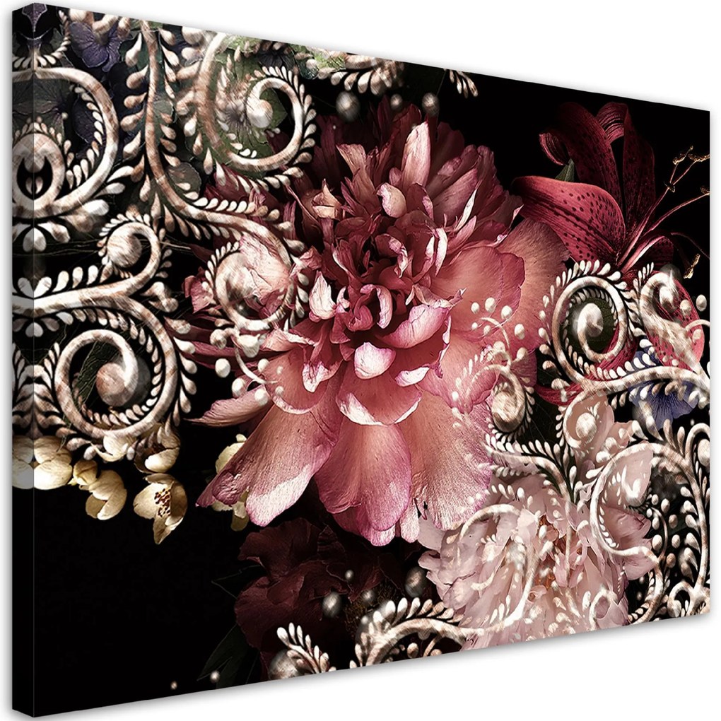Quadro su tela, Peonia e giglio