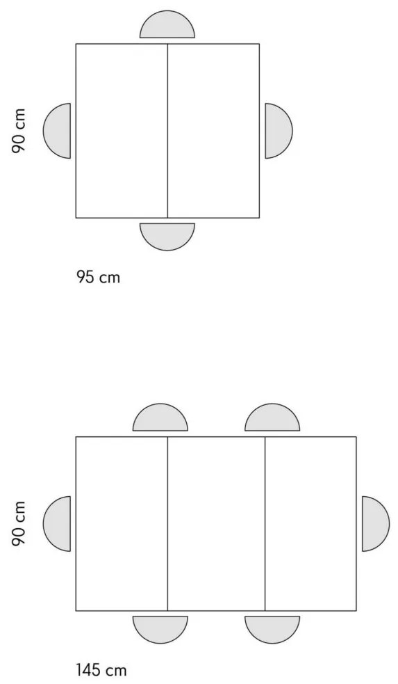 Tavolo FORTE DEI MARMI in legno, finitura rovere rustico e base incrociata in metallo antracite, allungabile 95&#215;90 cm &#8211; 145 x 90 cm