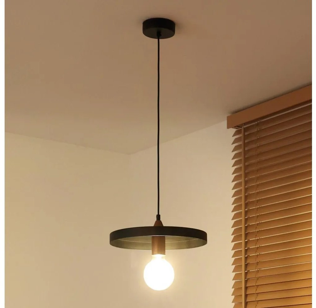 Duolla - Lampada a sospensione con cavo IRONLINE 1xE27/15W/230V Ø 30 cm nero/rame