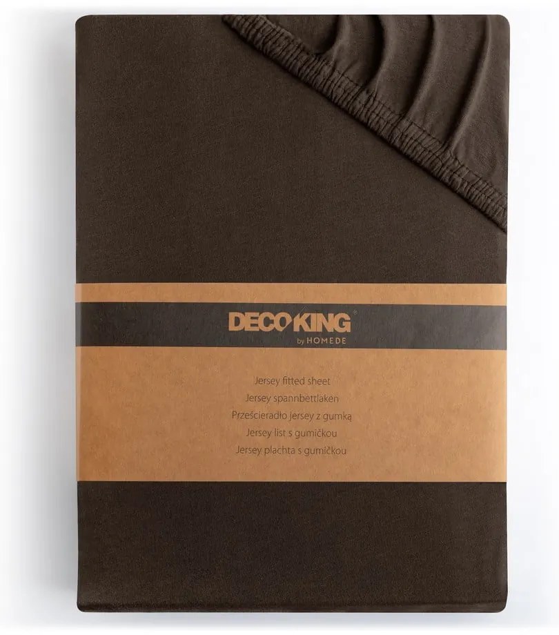 Lenzuolo con angoli marrone scuro in jersey 90x200 cm Amber – Restilo