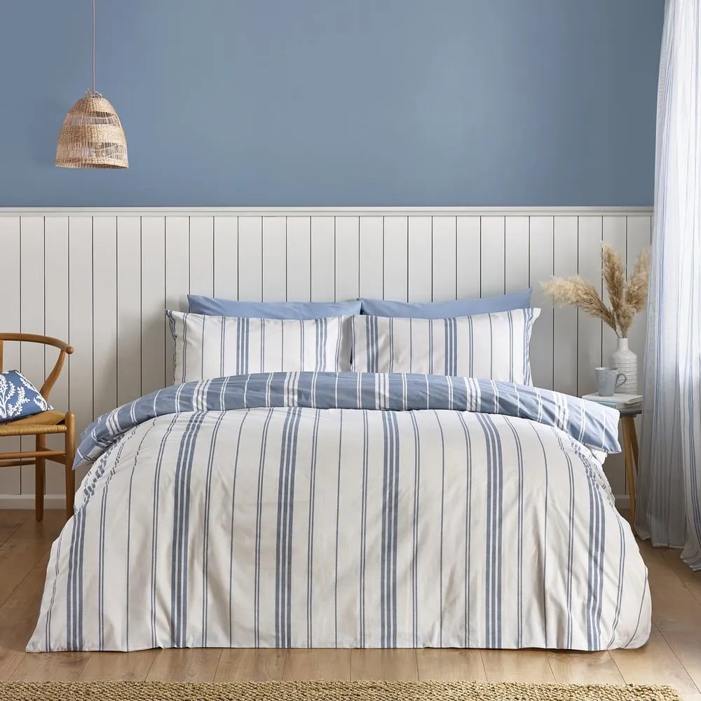 Set copripiumino e federa bianco e blu per letto singolo 135x200 cm Harbour Stripe – Catherine Lansfield