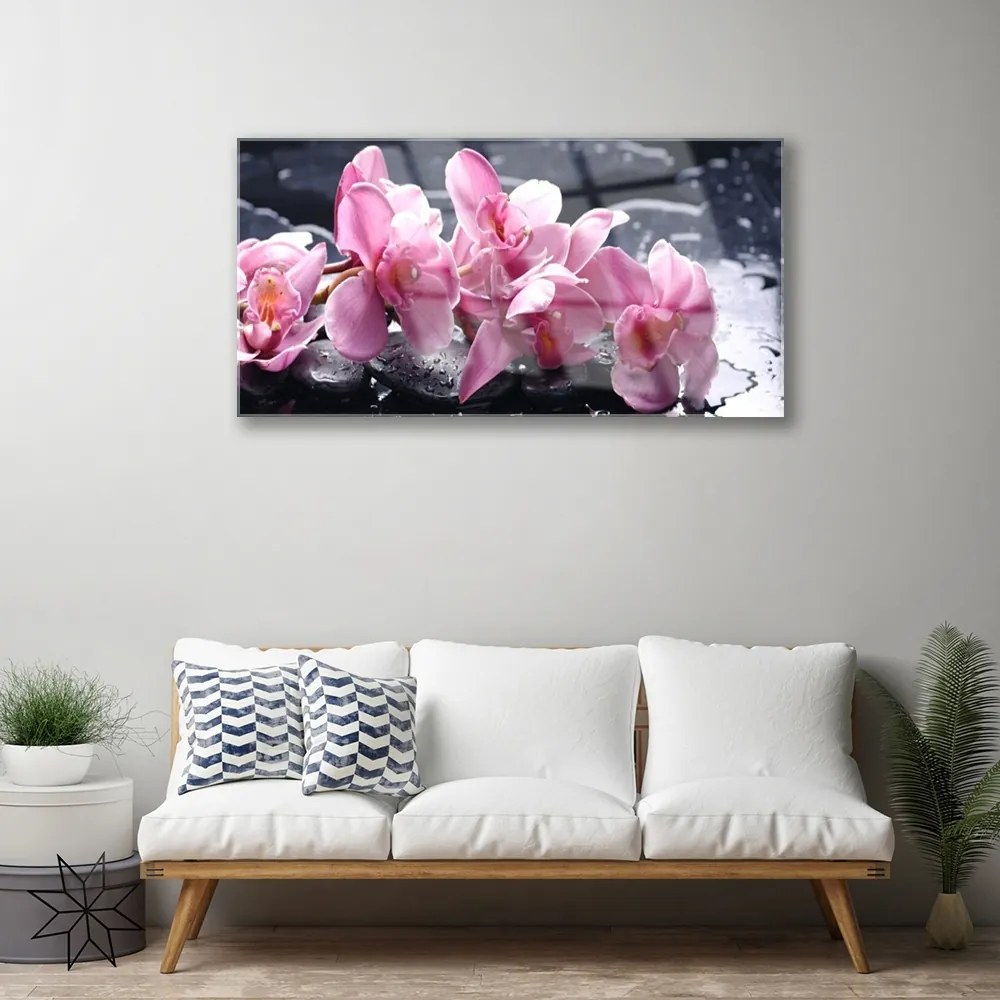 Quadro di vetro Fiore di orchidea per la stanza 100x50 cm