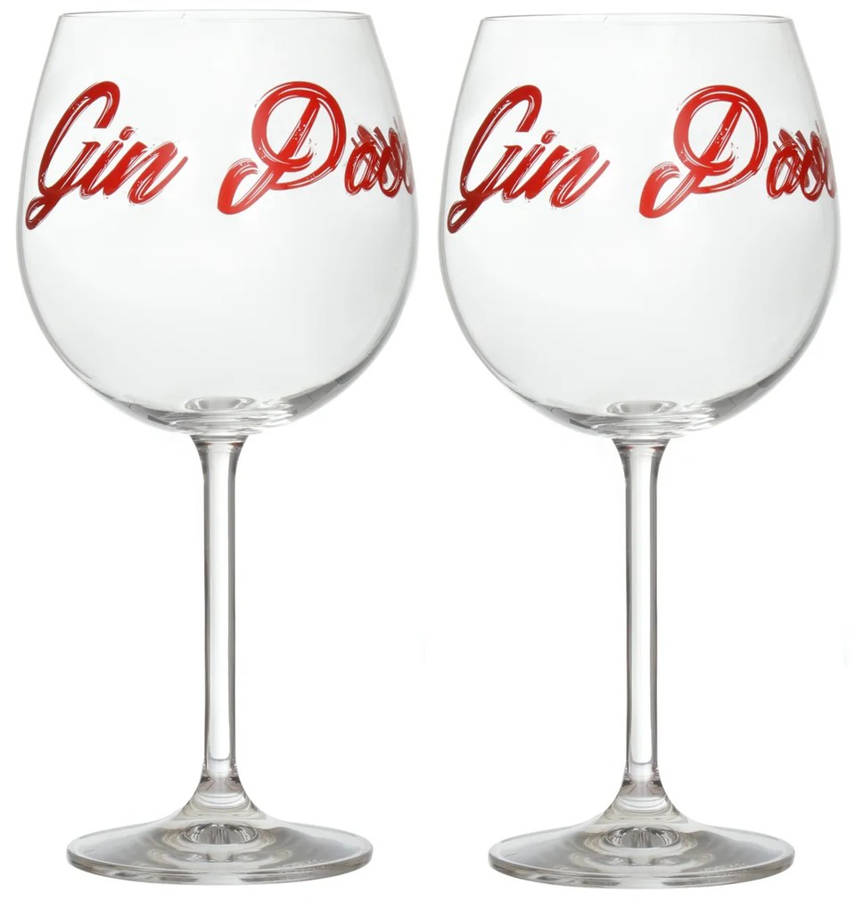 Set 2 calici cocktail con scritta Gin Passion, in vetro