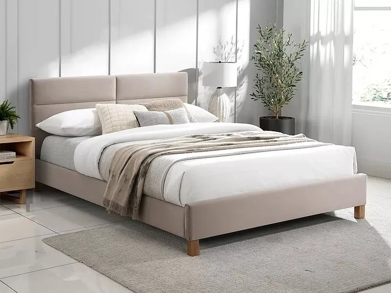 Letto Sierra Velvet in velluto beige – 140x200 cm