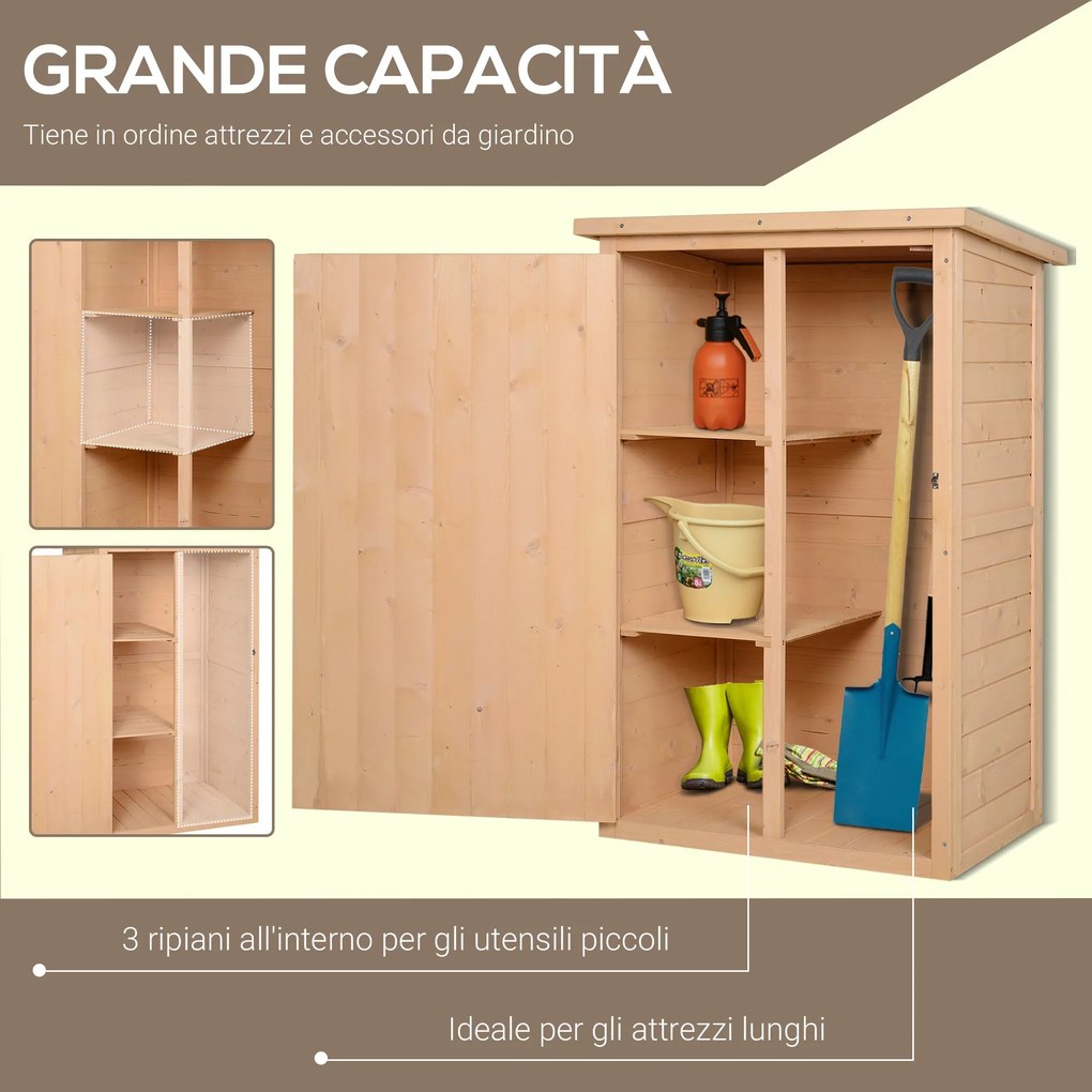Casetta Box da Giardino in Legno di Abete 75x56x115 cm...