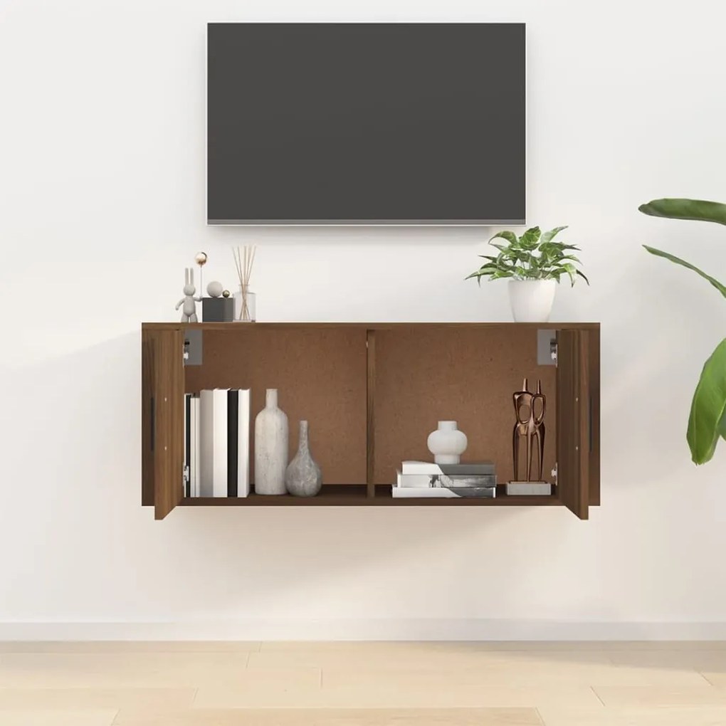 Mobile porta tv a parete rovere marrone 100x34,5x40 cm