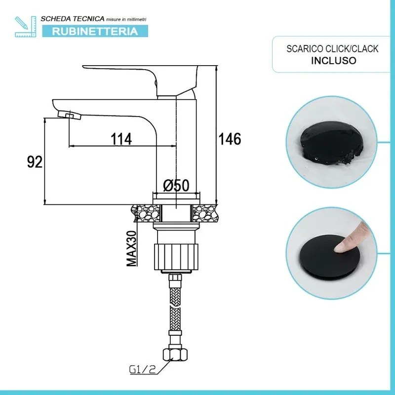 Set miscelatori lavabo bidet e doccia con deviatore Flat nero opaco
