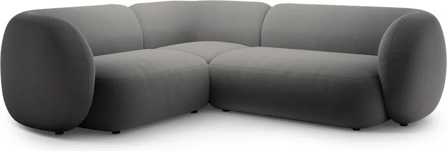 Divano angolare grigio scuro (con penisola a sinistra/a L) con rivestimento in velluto Kate – Micadoni