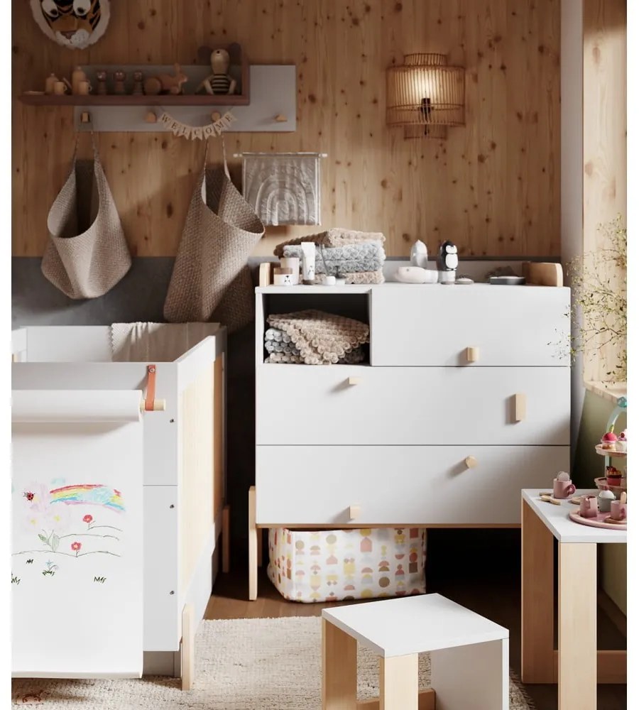 Appendiabiti da parete per bambini grigio chiaro/naturale Cube - Pinio