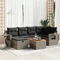 Set Divani da Giardino 7 pz con Cuscini Grigio in Polyrattan 3325819