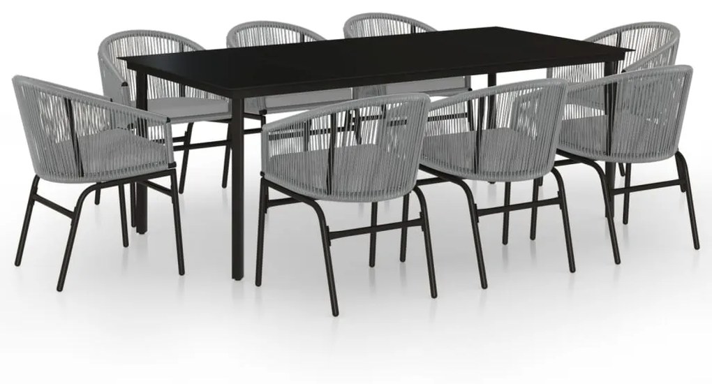 Set mobili da pranzo da giardino 9 pz antracite