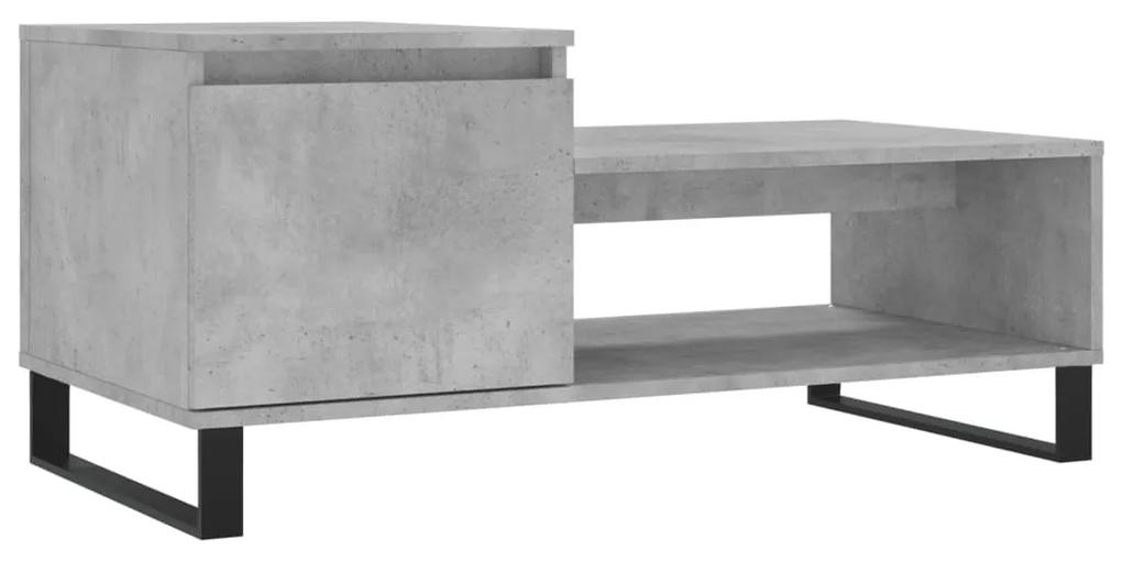 Tavolino salotto grigio cemento 100x50x45 cm legno multistrato