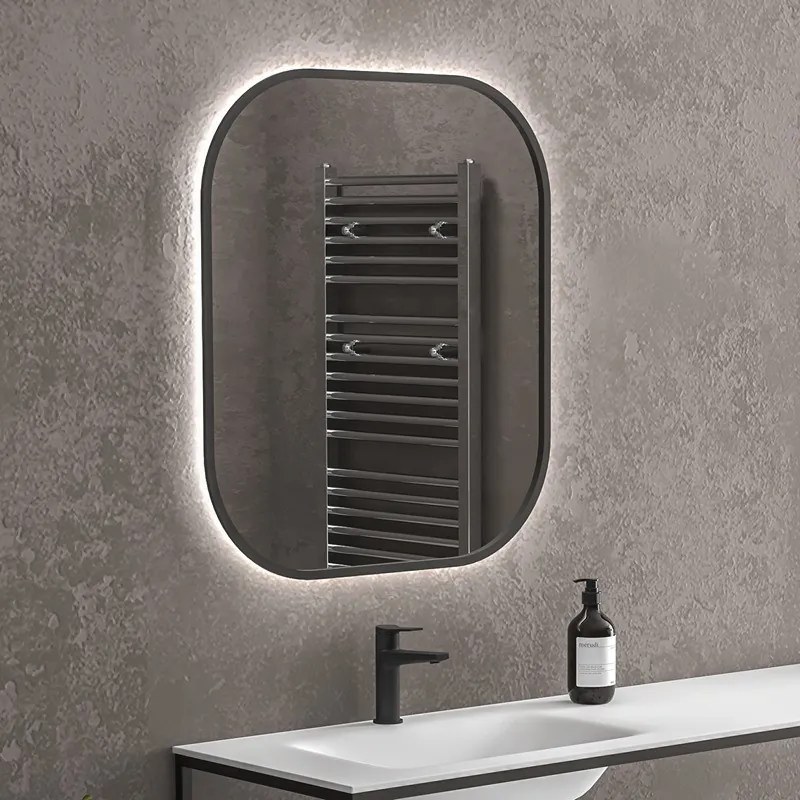 Specchio bagno led retroilluminato 60x70 cm cornice nera | KAM-S6700N - KAMALU