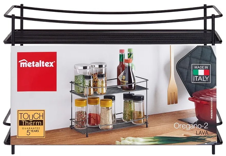 Portaspezie Lava nero a due livelli - Metaltex