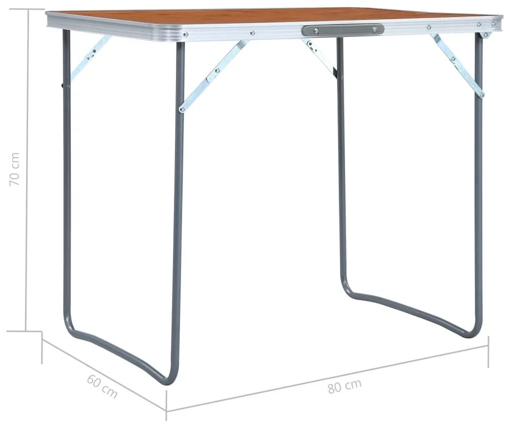 Tavolo da Campeggio Pieghevole con Telaio in Metallo 80x60 cm