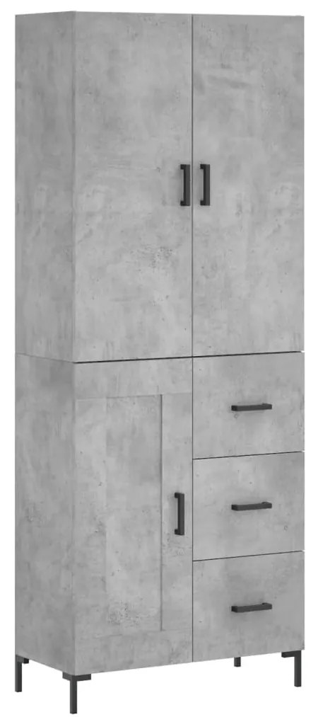 Credenza Grigio Cemento 69,5x34x180 cm in Legno Multistrato