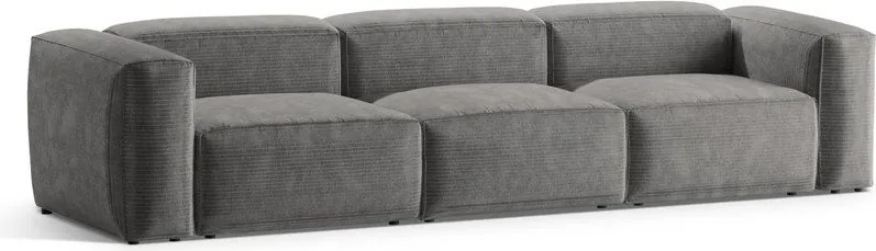 Divano grigio chiaro con rivestimento in velluto a coste 364 cm Bergamo – Cosmopolitan Design