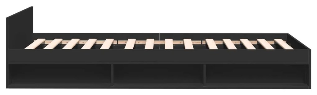 Giroletto con cassetto nero 90x190 cm in legno multistrato