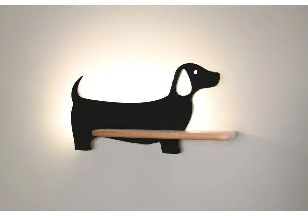Applique LED per bambini con mensola DOG LED/5W/230V nero/legno