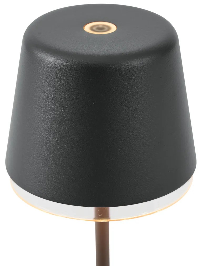 Lampada da tavolo nera con LED IP65 ricaricabile con stazione di ricarica - Treble